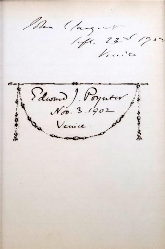 Venice Folio 1893 Six pages from a visitors book with watercolours by Henry Woods, Valentine Prinsep and Clara Montalba and the autogr